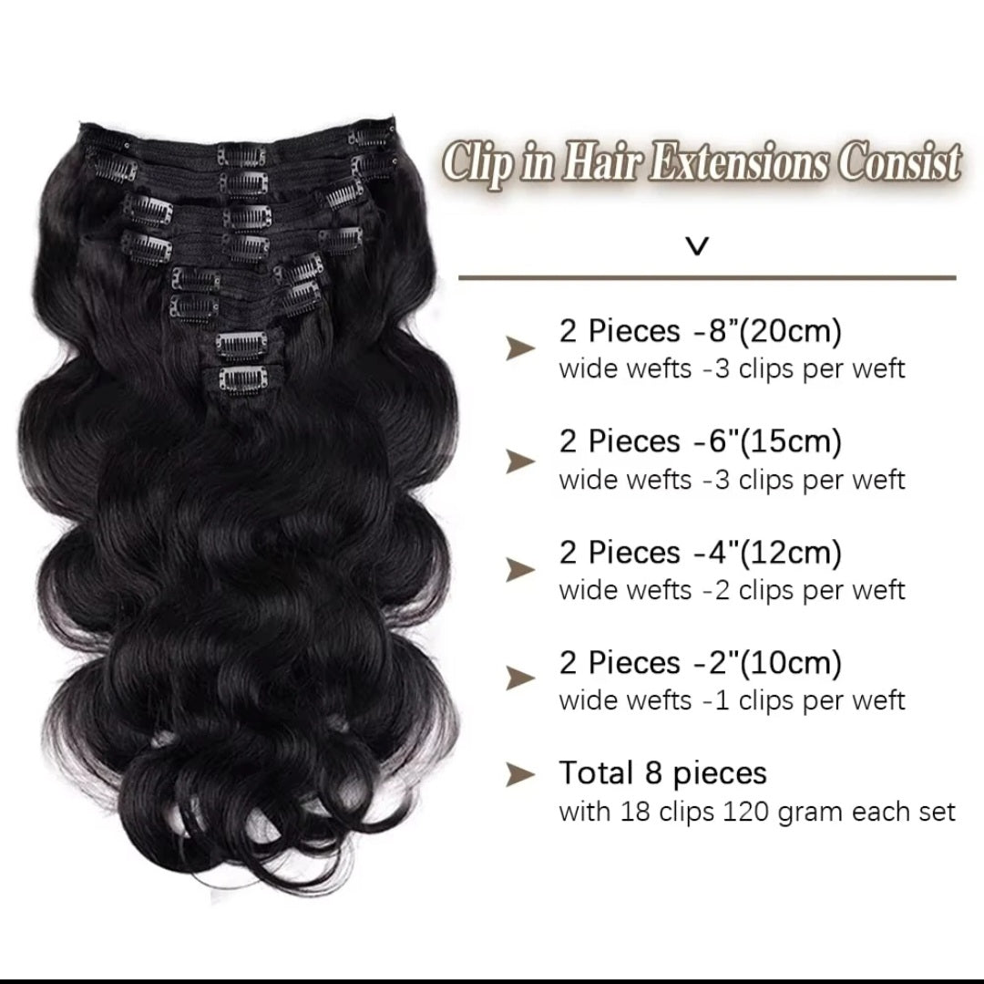 Body Wave Clip-Ins Hair Extensions Clip In Human Hair Extension
