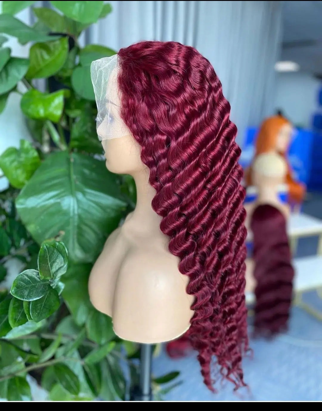 Deep Wave Lace Frontal Wigs Affordable 5x5 Lace Human Hair Burgundy Wigs - 26-40''