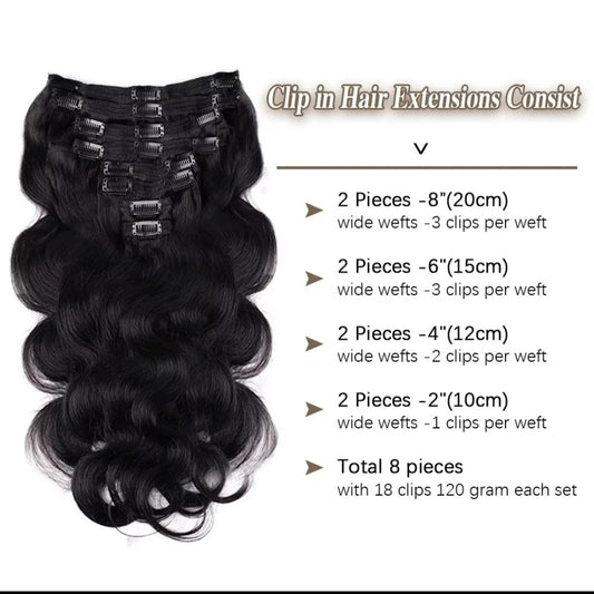 Body Wave Clip-Ins Hair Extensions Clip In Human Hair Extension