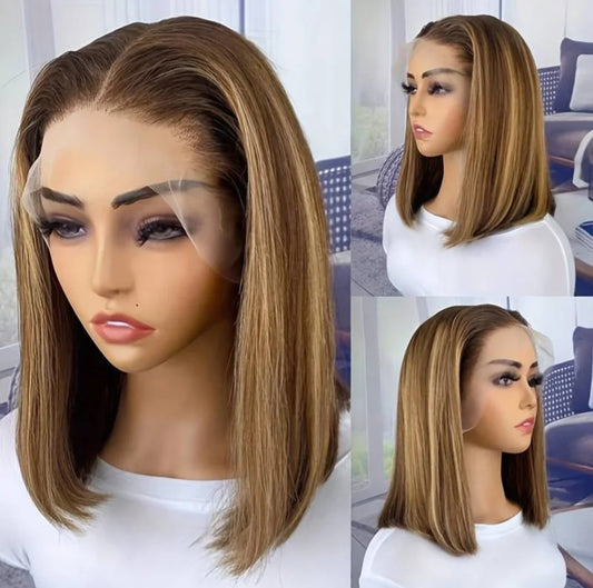Limited Design | Ombre Highlight Silky Blunt Cut Glueless 5x5 Closure HD Lace Bob Wig
