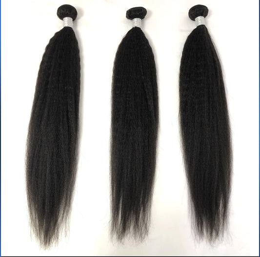 Kinky Straight 100% Human Hair Bundle 3 pack