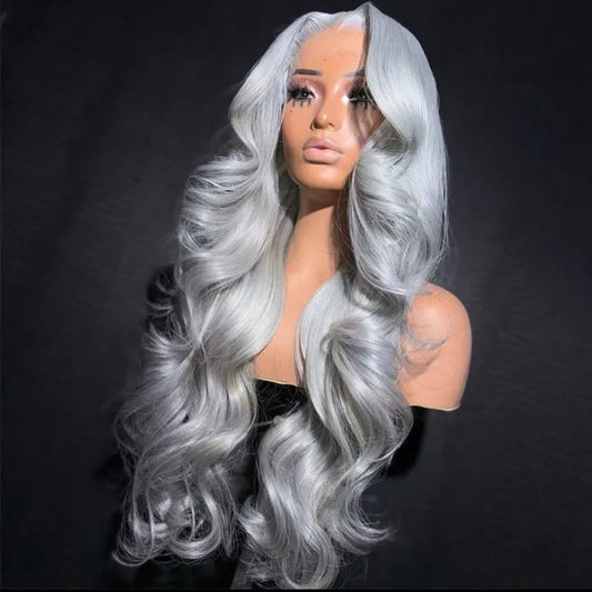 Silver Grey Wig 3D Body Wave 13x4 HD Lace Frontal Human Hair Wigs