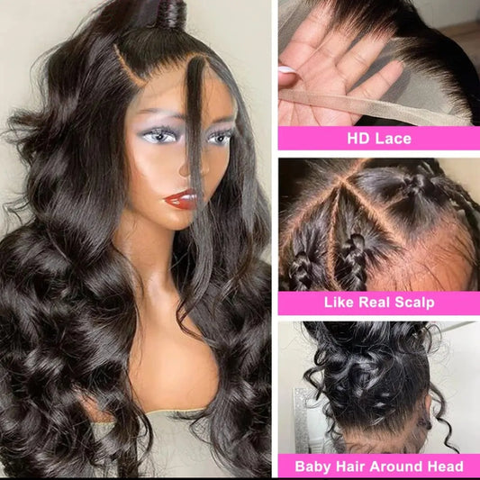 360 HD Lace Frontal Body Wave Wig Natural Color