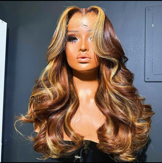 Layer Cut 5x5 Transparent Lace Highlight Salon Fashion Wig 180% Density