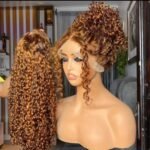 Highlight Curly Honey Blonde Color 360 Lace Front Wig Mix Color 4/27 Human Hair Wigs - Image 4