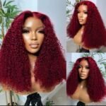 13x6 Lace Wigs Skin Melt Jerry Curly  Hair 99J Color Glueless and preplucked wig - Image 4