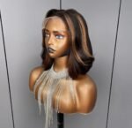 Short Loose Wave Bob Human Hair Wig 6×5 HD Pre-Cut Lace Glueless Blonde Highlight Color Bleached Knots - Image 5