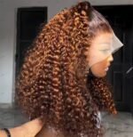 Highlight Curly Honey Blonde Color 360 Lace Front Wig Mix Color 4/27 Human Hair Wigs - Image 5