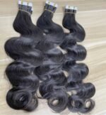 Natural Black #1B Tape-In Hair Extensions PU Human Hair For Full Head - Image 7
