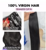 Soft Body Wave Seamless Clip in Human Hair Extensions Hair Pieces 7pcs/set with Free Gift - Image 6