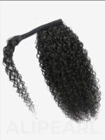 Clip-In Loose Deep Wave Ponytail Extension 100% Human Hair Natural Black - Image 8