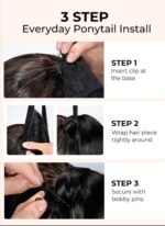 Clip-In Loose Deep Wave Ponytail Extension 100% Human Hair Natural Black - Image 7