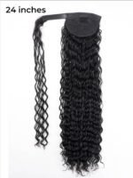 Clip-In Loose Deep Wave Ponytail Extension 100% Human Hair Natural Black - Image 3