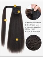 Kinky Straight Ponytail Extension Yaki Straight Long Ponytail Hair - Image 5