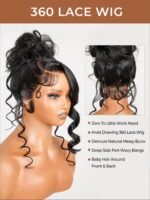 Glueless Invisi Drawstring 360 Lace Wig Miss Buns With Side Part Bangs Style - Image 6