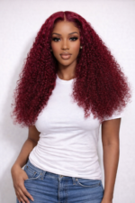 13x6 Lace Wigs Skin Melt Jerry Curly  Hair 99J Color Glueless and preplucked wig