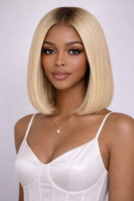 613 Blonde Bob Wigs With Dark Brown Roots Ombre 1B/613 13×4 Lace Front Bob Wigs - Image 3