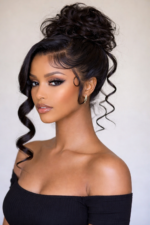 Glueless Invisi Drawstring 360 Lace Wig Miss Buns With Side Part Bangs Style