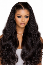 Glueless Invisi Drawstring 360 Lace Wig Miss Buns With Side Part Bangs Style - Image 2