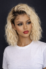 613 Blonde Bob Wigs With Dark Brown Roots Ombre 1B/613 13×4 Lace Front Bob Wigs
