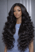 Glueless Loose Wave 13x6 HD Lace Front  Pre Plucked Wig Voluminous Ocean Wave Curtain Bangs Wig 100% Glueless