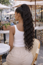 Ponytail Extension Body Wave Human Hair Ponytail With Magic Paste Warp Around - Image 2