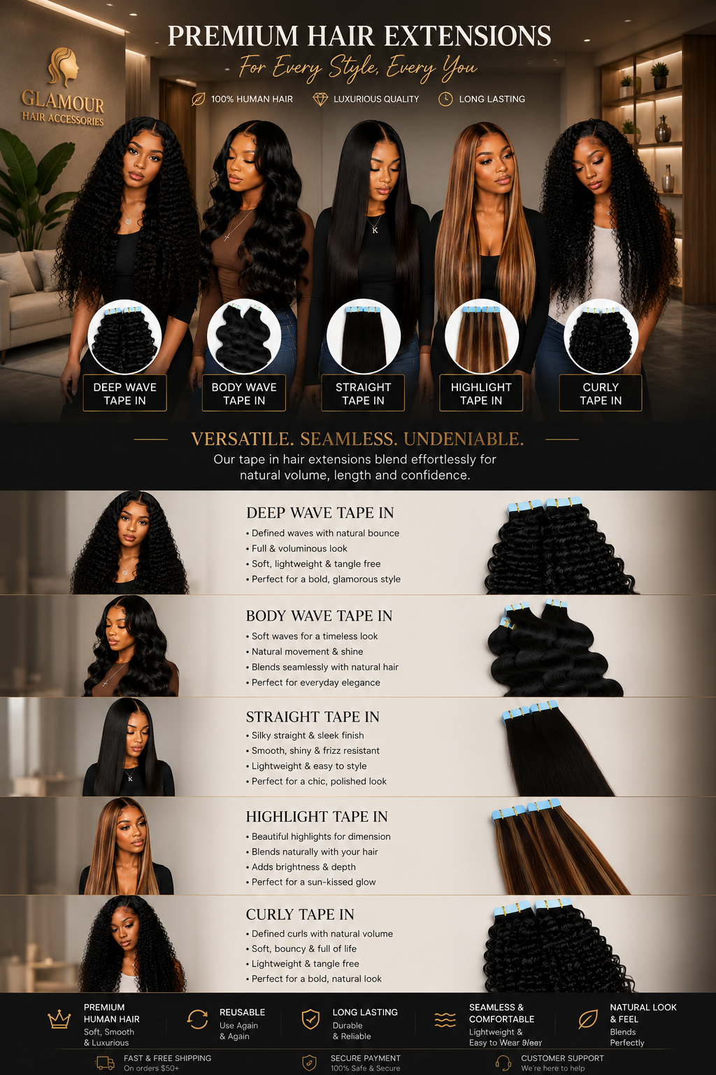 2025/09/1000659540-2.png Natural Black #1B Tape-In Human Hair Extensions – Full Head PU Hair Extensions - Image 1
