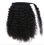 Curly Ponytail Extensions with Claw Clip Natural Black Human Hair - Image 3