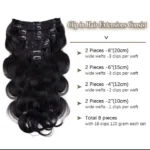 Soft Body Wave Seamless Clip in Human Hair Extensions Hair Pieces 7pcs/set with Free Gift - Image 3