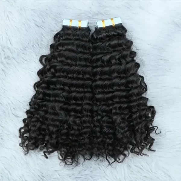 Natural Black #1B Tape-In Hair Extensions PU Human Hair For Full Head