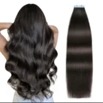 Natural Black #1B Tape-In Hair Extensions PU Human Hair For Full Head - Image 2