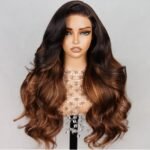 Ombre Brown Highlight Color Loose Wave Wig Butterfly Layered Cut 6×5 Glueless Wig 200% Density - Image 5