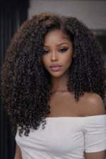 Burmese Curly C and Middle Part With Baby Hair  Lace Frontal Glueless Human Hair Wig 250% Density