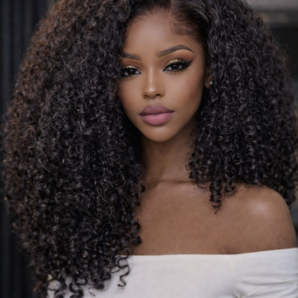 Burmese Curly C and Middle Part With Baby Hair  Lace Frontal Glueless Human Hair Wig 250% Density