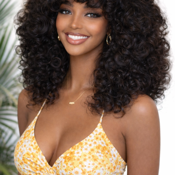 Glueless Bouncy Curly Wig 250% Density Super Bouncy Wand Curl Human Hair 14inches