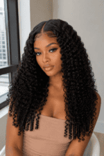Burmese Curly Glueless Lace Frontal Wig – 250% Density Human Hair Wig