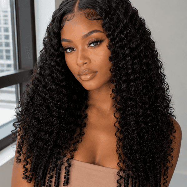 Burmese Curly Glueless Lace Frontal Wig – 250% Density Human Hair Wig