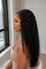 Burmese Curly Glueless Lace Frontal Wig – 250% Density Human Hair Wig - Image 2