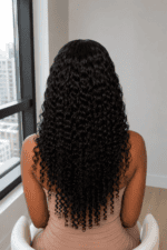Burmese Curly Glueless Lace Frontal Wig – 250% Density Human Hair Wig - Image 3
