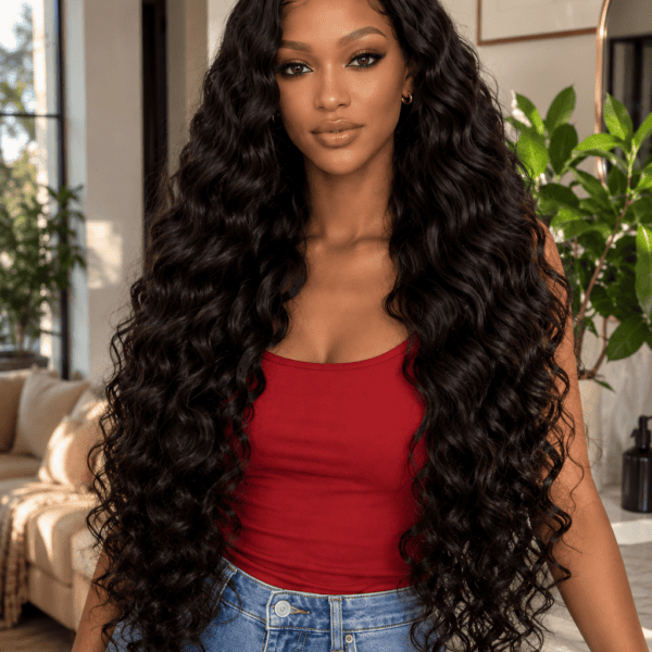 Loose Deep Wave Brazilian Human Hair Bundles with Closure – 3 Bundles Set