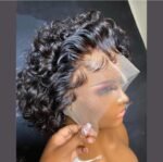Short Curly Pixie  Glueless 13×4 Lace Front Wigs Brazilian Cut Curly Human Hair 180% Density Natural Color - Image 5