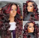 Burgundy Highlight Body Wave Wig P1B/99J Colored Glueless 13×6 HD Lace Frontal Wig - Image 4