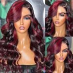 Burgundy Highlight Body Wave Wig P1B/99J Colored Glueless 13×6 HD Lace Frontal Wig - Image 5