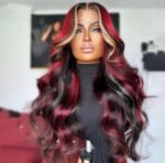 Burgundy With Blonde Highlights Lace Front Wig - Image 6