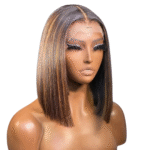 Ombre Brown Blonde Highlight Color Short Bob Straight Human Hair 13×4 Glueless Lace Wig Bleached Knots 12Inch - Image 5