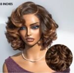 Glueless #35 Ginger Orange Bouncy Curl 13*4 Frontal Wig Short Hair Trends - Image 3