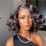 Bouncy Full Loose Body Side Part Short Lace Frontal Wigs 200% Density - Image 4