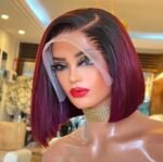 Short Bob Straight Human Hair 13×4 Glueless Lace Closure Wigs 10Inch 1B-99J Color - Image 5