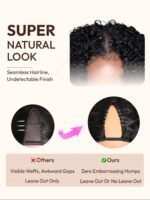 U-Part Jerry Curly Wig Black Curly Wig With Upart Easy Install and Well Melt With Your Own Hair - Image 6