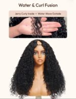 U-Part Jerry Curly Wig Black Curly Wig With Upart Easy Install and Well Melt With Your Own Hair - Image 4